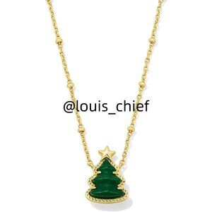 Holiday Tree Gold Short Pendant Necklace